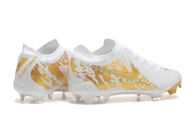 Nike Phantom GT White Gold Knit Upper Splatter-Print Graphic Firm-Ground Soccer Shoes 2