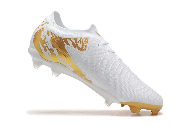 Nike Phantom GT White Gold Knit Upper Splatter-Print Graphic Firm-Ground Soccer Shoes 4