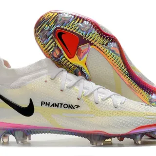 Nike Phantom GT Blanco Rosa Bajo Ajuste Calcetín Parte Superior Césped Firme Zapatos de Fútbol