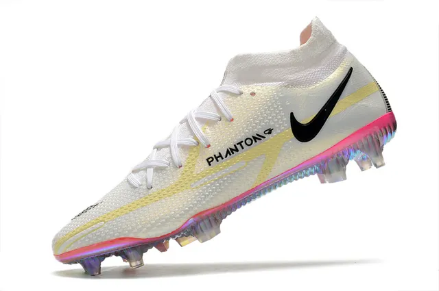 Nike Phantom GT সাদা গোলাপি নিম্ন-কাট সক-ফিট আপার ফার্ম-গ্রাউন্ড ফুটবল জুতো 4