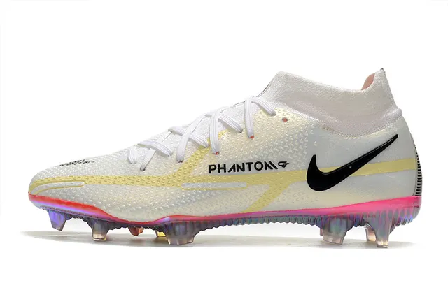 Nike Phantom GT সাদা গোলাপি নিম্ন-কাট সক-ফিট আপার ফার্ম-গ্রাউন্ড ফুটবল জুতো 5