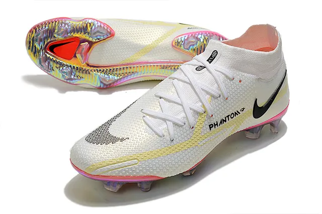 Nike Phantom GT সাদা গোলাপি নিম্ন-কাট সক-ফিট আপার ফার্ম-গ্রাউন্ড ফুটবল জুতো 6