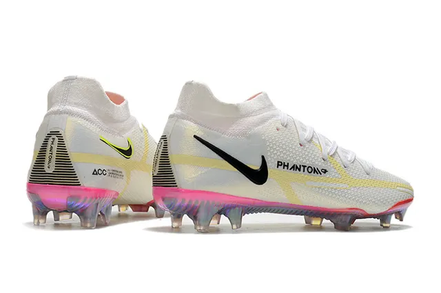 Nike Phantom GT সাদা গোলাপি নিম্ন-কাট সক-ফিট আপার ফার্ম-গ্রাউন্ড ফুটবল জুতো 7