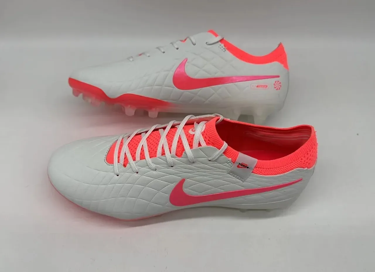 Nike Phantom GT Sapatos de Futebol Branco Rosa Upper Texturizado de Diamante Quiltado Base Firm-Ground 2