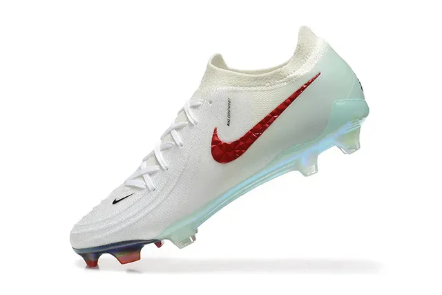 نيكي فانتوم جي تي أبيض أحمر أعلى منسوج متوهج TPU كعب أرضية صلبة أحذية كرة القدم 6