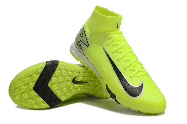 Nike Phantom GT Yellow Black High-Top Sock-Fit Collar Asymmetrical Lacing Turf Soccer Shoes 4