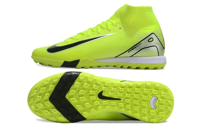 Nike Phantom GT Yellow Black High-Top Sock-Fit Collar Asymmetrical Lacing Turf Soccer Shoes 6
