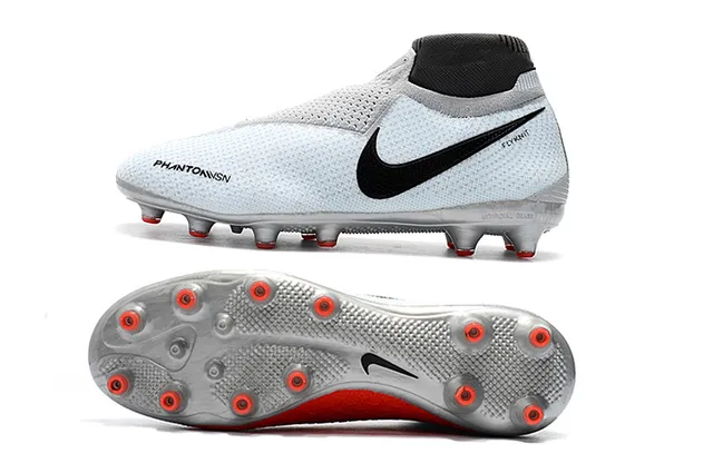 Nike Phantom VSN Gris Clair Noir Rouge Terrain Firme Chaussures de Football 2
