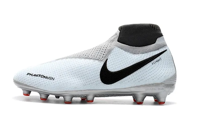 Nike Phantom VSN Gris Clair Noir Rouge Terrain Firme Chaussures de Football 5