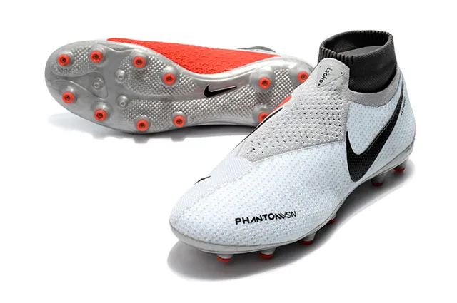 Nike Phantom VSN Gris Clair Noir Rouge Terrain Firme Chaussures de Football 8