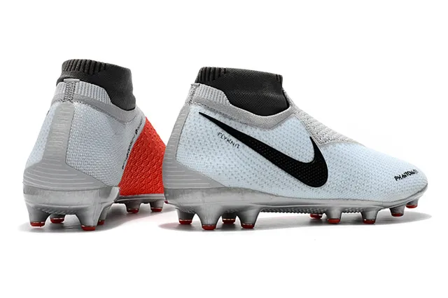 Nike Phantom VSN Gris Clair Noir Rouge Terrain Firme Chaussures de Football 10