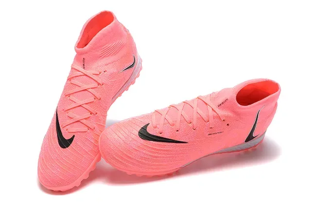 Nike Chuteiras de Futebol Rosa e Preto com Upper de Knit alto no tornozelo com suporte para gramado artificial 2