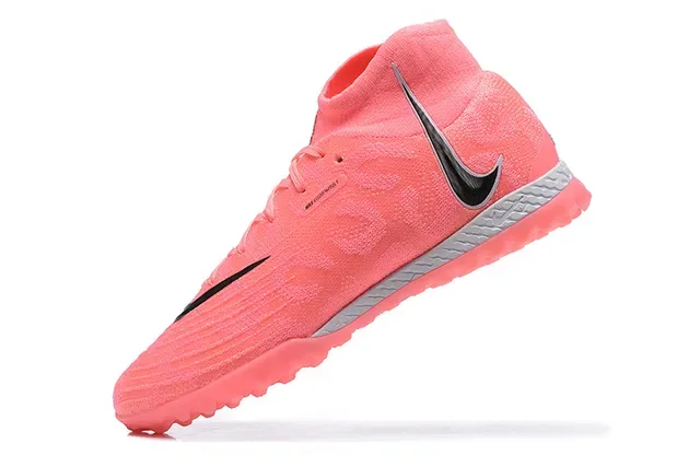 Nike Chuteiras de Futebol Rosa e Preto com Upper de Knit alto no tornozelo com suporte para gramado artificial 4