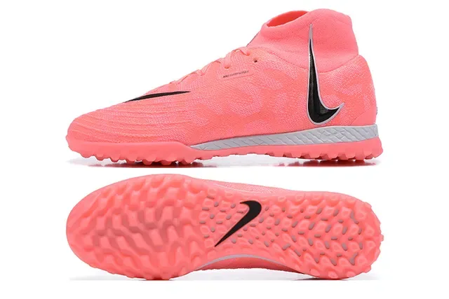 Nike Chuteiras de Futebol Rosa e Preto com Upper de Knit alto no tornozelo com suporte para gramado artificial 9