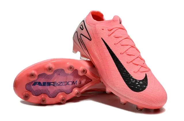 Nike Chaussures de football en maille rose et noir, coupe basse, surface ferme 2