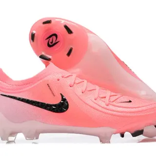 Nike Pink Black Low-Cut Sock-Fit Upper Textured Knit Construction Firm-Ground Soccer Shoes