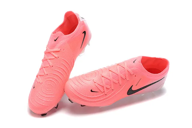 Nike Pink Black Low-Cut Sock-Fit Upper Textured Knit Construction Firm-Ground Soccer Shoes 2