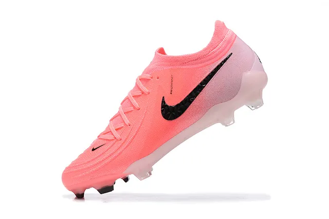 Nike Pink Black Low-Cut Sock-Fit Upper Textured Knit Construction Firm-Ground Soccer Shoes 4