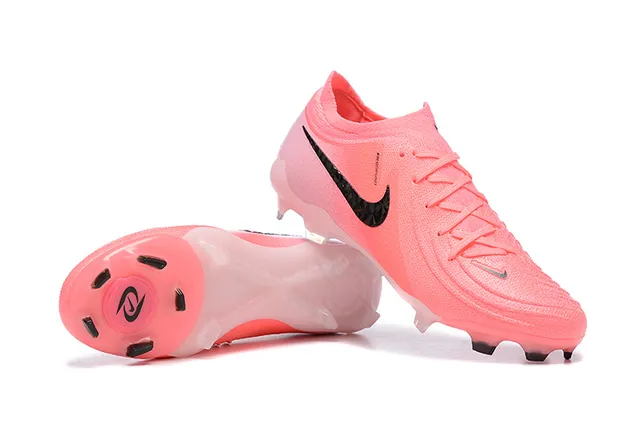Nike Pink Black Low-Cut Sock-Fit Upper Textured Knit Construction Firm-Ground Soccer Shoes 5