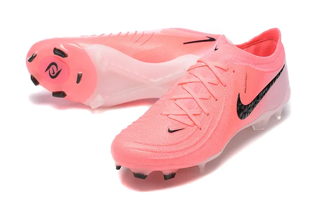 Nike Pink Black Low-Cut Sock-Fit Upper Textured Knit Construction Firm-Ground Soccer Shoes 6
