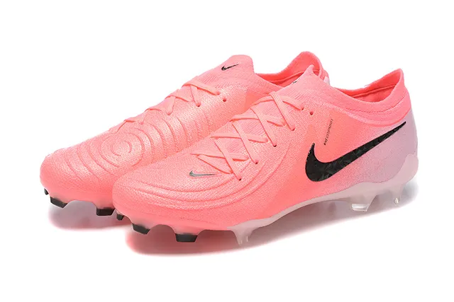 Nike Pink Black Low-Cut Sock-Fit Upper Textured Knit Construction Firm-Ground Soccer Shoes 7