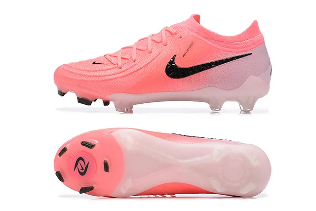Nike Pink Black Low-Cut Sock-Fit Upper Textured Knit Construction Firm-Ground Soccer Shoes 8