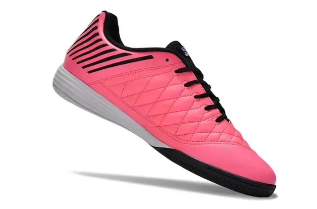 Nike Pink Black Quilted Toe Cap Vertical Cage Stripe Overlay Indoor Soccer Shoes 2