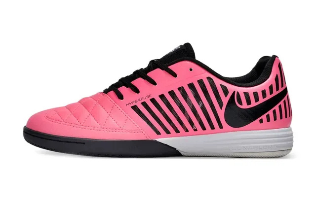 Nike Pink Black Quilted Toe Cap Vertical Cage Stripe Overlay Indoor Soccer Shoes 7