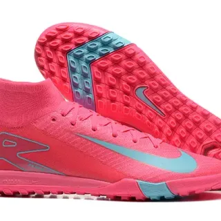 Nike zapatillas de fútbol turf de alto, tejidas, con collar de tobillo integrado, rosa y azul