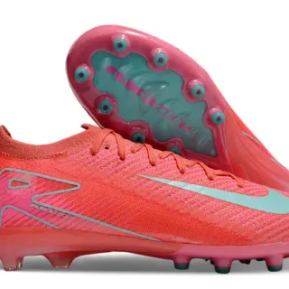 Nike Pink Blue Knit Upper Dynamic Fit Collar Firm-Ground Soccer Shoes