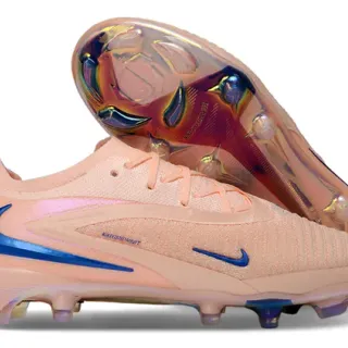 Nike Pink Blue Knit Upper Iridescent Soleplate Firm-Ground Soccer Shoes