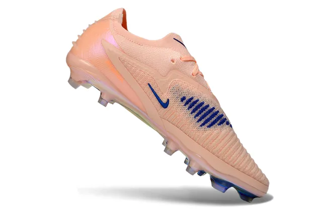 Nike Pink Blue Knit Upper Iridescent Soleplate Firm-Ground Soccer Shoes 2