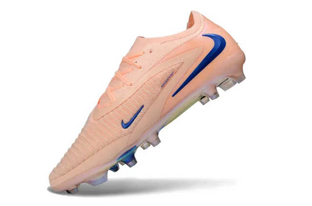 Nike Pink Blue Knit Upper Iridescent Soleplate Firm-Ground Soccer Shoes 3