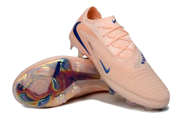 Nike Pink Blue Knit Upper Iridescent Soleplate Firm-Ground Soccer Shoes 4