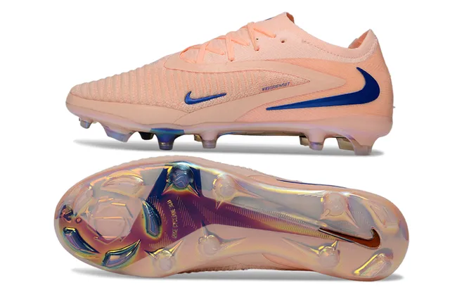 Nike Pink Blue Knit Upper Iridescent Soleplate Firm-Ground Soccer Shoes 6