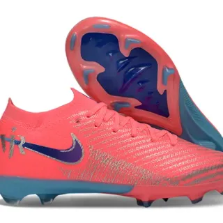 Nike Pink Blue Low-Cut Knit Upper Dynamic Fit Collar Firm-Ground Soccer Shoes