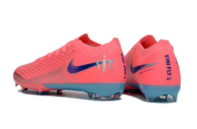 Nike Pink Blue Low-Cut Knit Upper Dynamic Fit Collar Firm-Ground Soccer Shoes 4