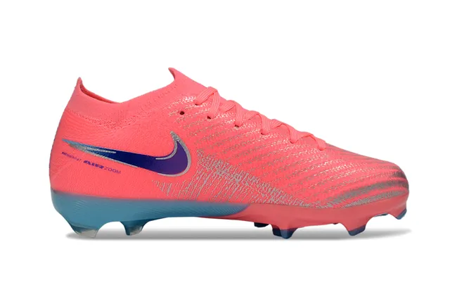 Nike Pink Blue Low-Cut Knit Upper Dynamic Fit Collar Firm-Ground Soccer Shoes 5
