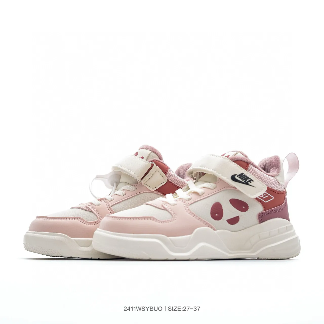 Nike Pink White High-Top Velcro Strap Chunky Sneakers 3
