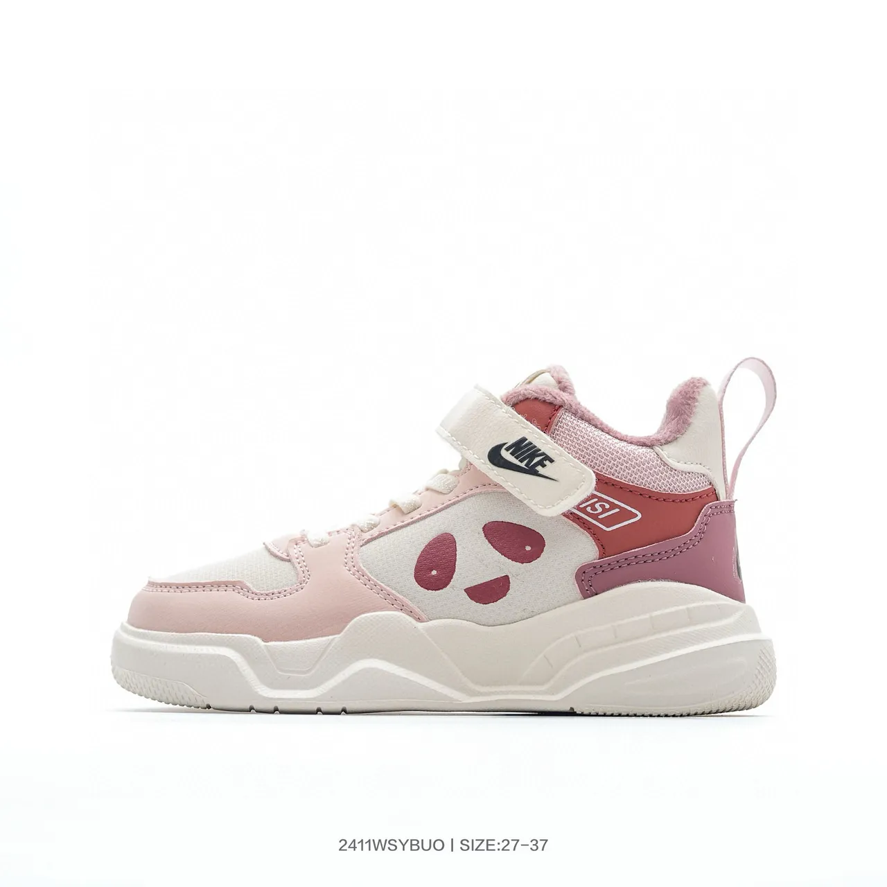 Nike Pink White High-Top Velcro Strap Chunky Sneakers 8