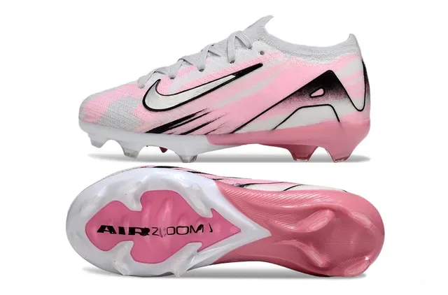Nike Sapatos de futebol com upper de knit rosa e branco, gradiente e para solo firme 4