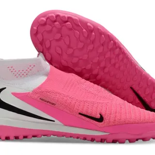 Nike Pink White Sock-Fit Knit Upper Conical Studs Turf Soccer Shoes