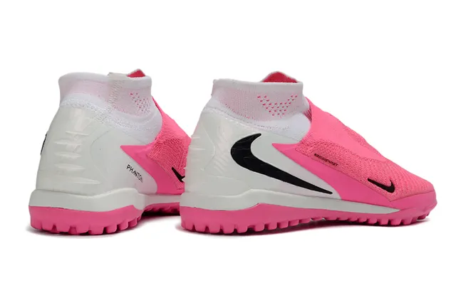 Nike Pink White Sock-Fit Knit Upper Conical Studs Turf Soccer Shoes 5