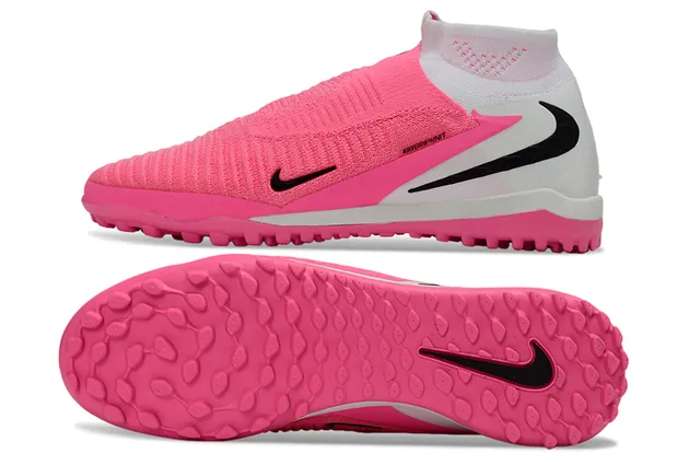 Nike Pink White Sock-Fit Knit Upper Conical Studs Turf Soccer Shoes 6