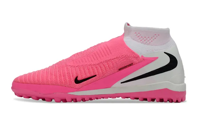 Nike Pink White Sock-Fit Knit Upper Conical Studs Turf Soccer Shoes 7