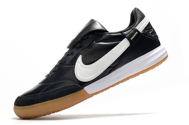 Nike Premier Noir Blanc Chaussures de Football Indoor à Tige Cuir Basse 4