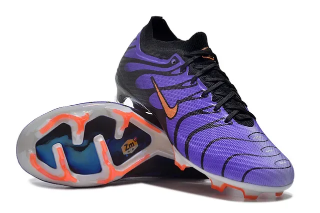 Nike Violet Noir Chaussures de Football Upper Maille Ajusté Motif Ondulé Synthétique Overlay Terrain Firme 4