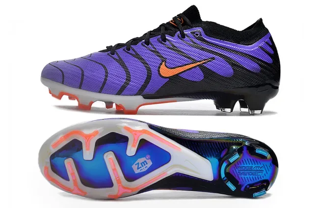 Nike Violet Noir Chaussures de Football Upper Maille Ajusté Motif Ondulé Synthétique Overlay Terrain Firme 6