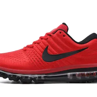 Nike Tênis de Corrida Vermelho Preto Malha Engineered Visível Comprimento Completo Air Max Unit