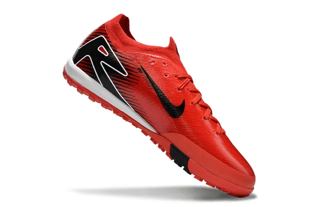 Nike Red Black Low-Cut Sock-Fit Upper Asymmetrical Graphic Cage Turf Soccer Shoes 2